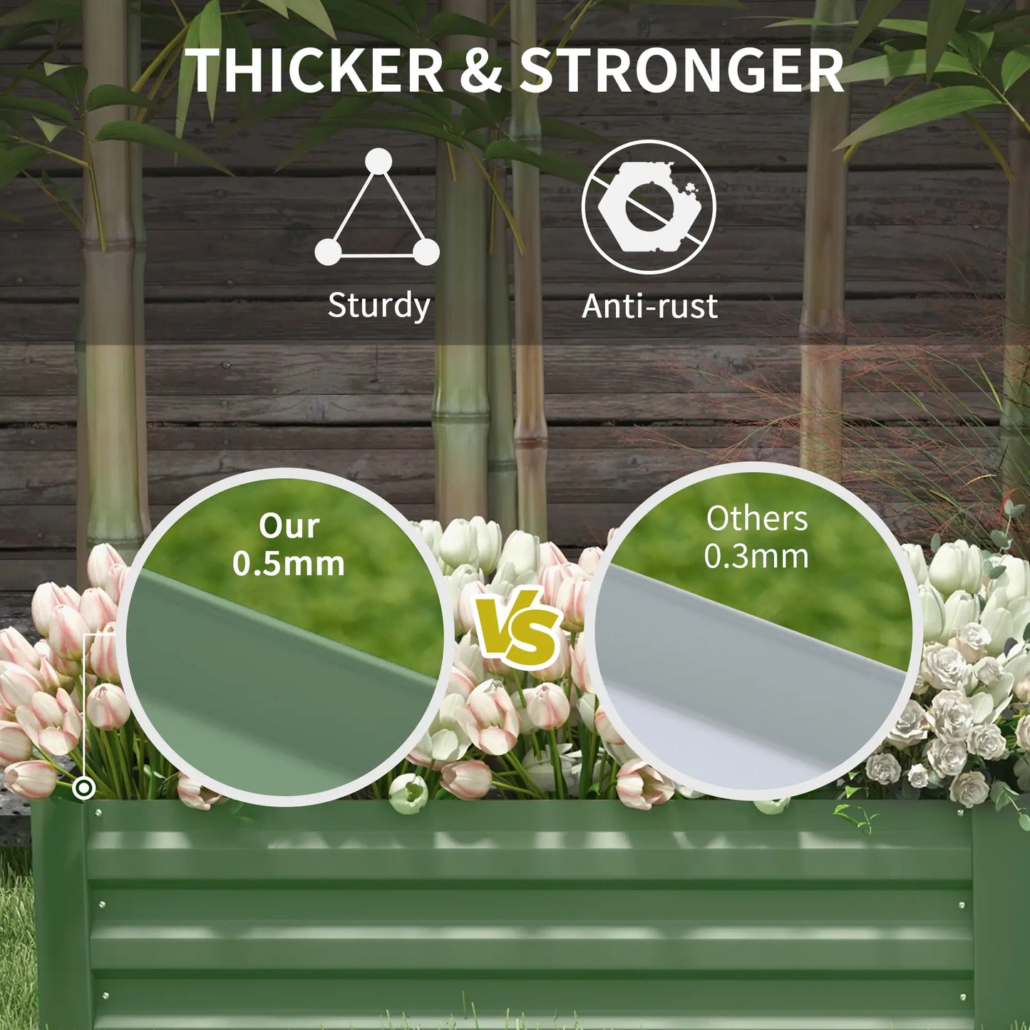 Steel Raised Garden Bed Set, 39"x20"x12", Green