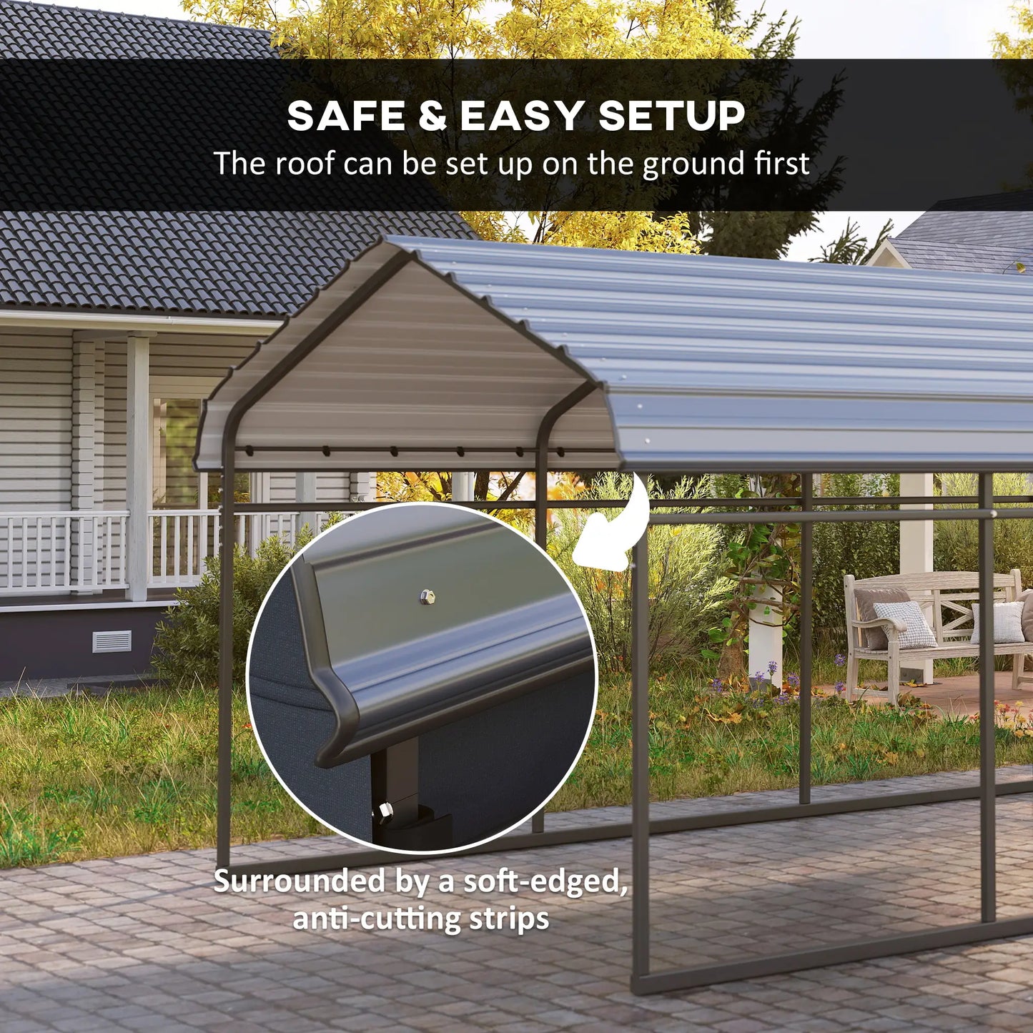 10' x 15' Metal Carport, Heavy Duty Garage Shelter, Dark Grey Car Shelters at Gallery Canada