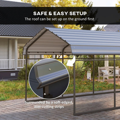 10' x 15' Metal Carport, Heavy Duty Garage Shelter, Dark Grey Car Shelters at Gallery Canada