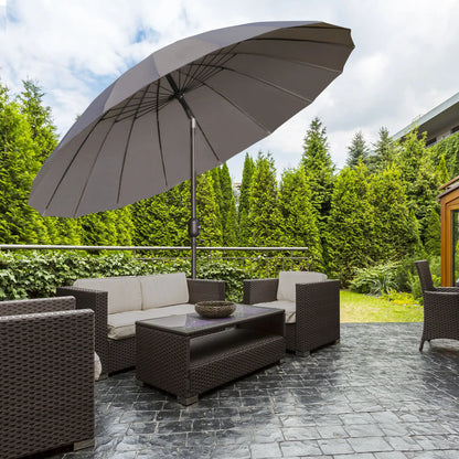 8ft Garden Parasol, Crank & Tilt, Adjustable Sun Shade, Dark Grey Patio Umbrellas at Gallery Canada