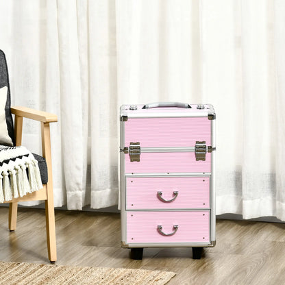 Rolling Makeup Train Case, Large Storage Cosmetic Trolley, Lockable Travel Cart Trunk Makeup Cases at Gallery Canada