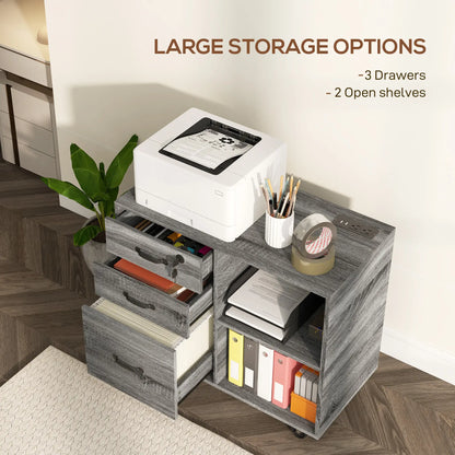 Mobile Printer Stand, Charging Station, USB Ports, Locking Cabinet, A4 Letter Size, Grey Office Cabinets & Cupboards at Gallery Canada