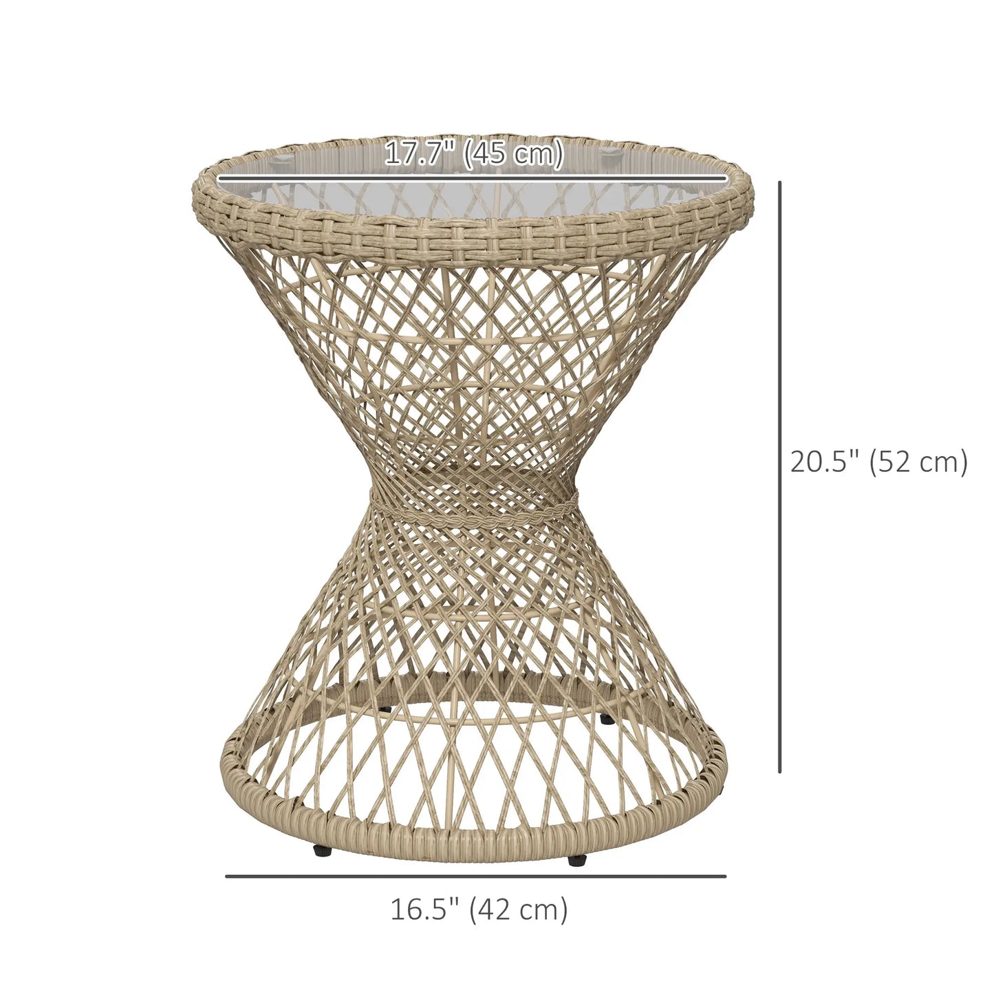 Wicker Outdoor Coffee Table, 18" Round Drum Style, Light Brown Patio Side Tables at Gallery Canada