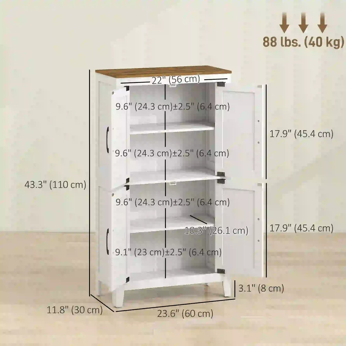 Bathroom Storage Cabinet, Barn Floor Cabinet, White