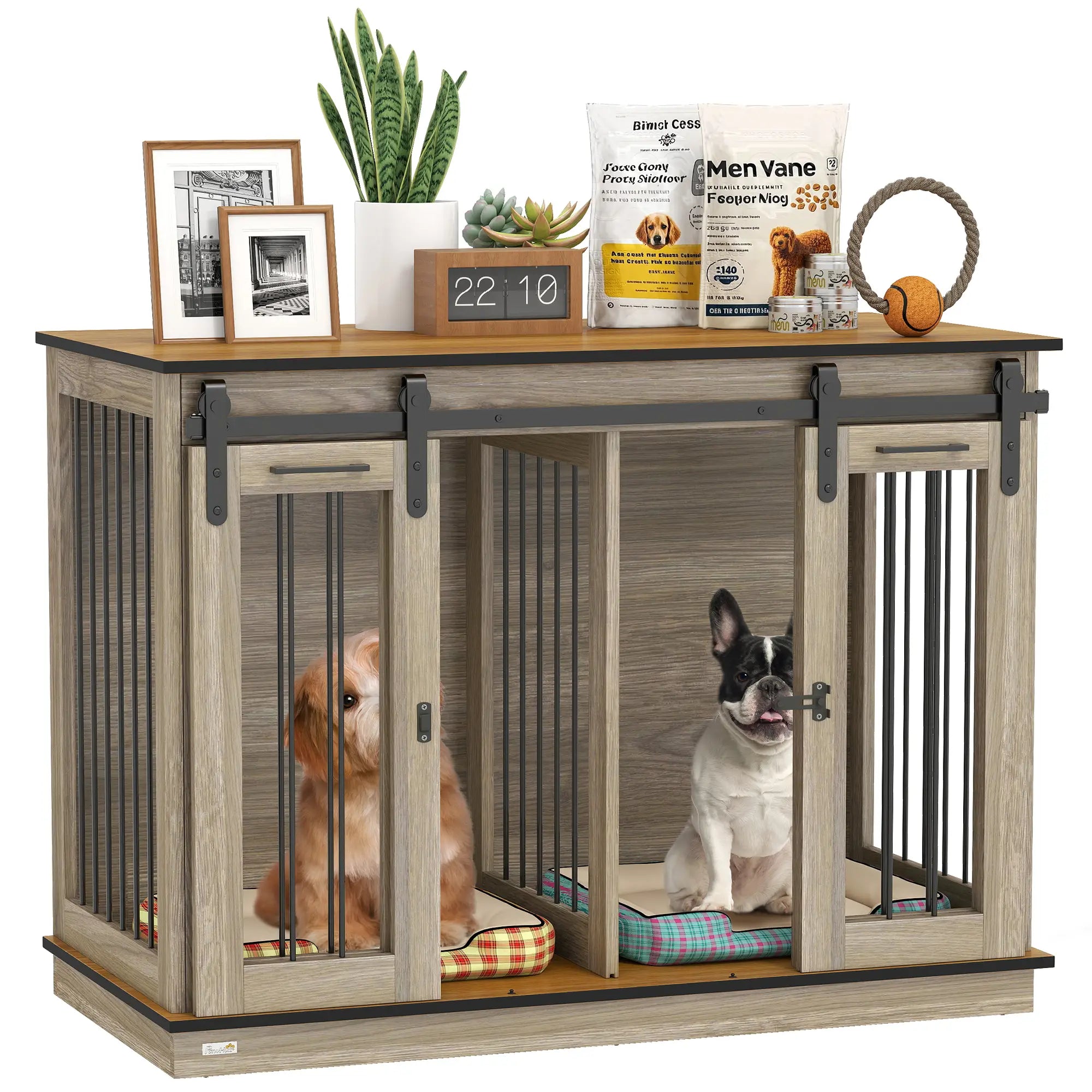 47in Wooden Dog Crate Furniture, Kennel TV Stand, Pet House Side Table, Oak Houses, Kennels & Pens Oak at Gallery Canada