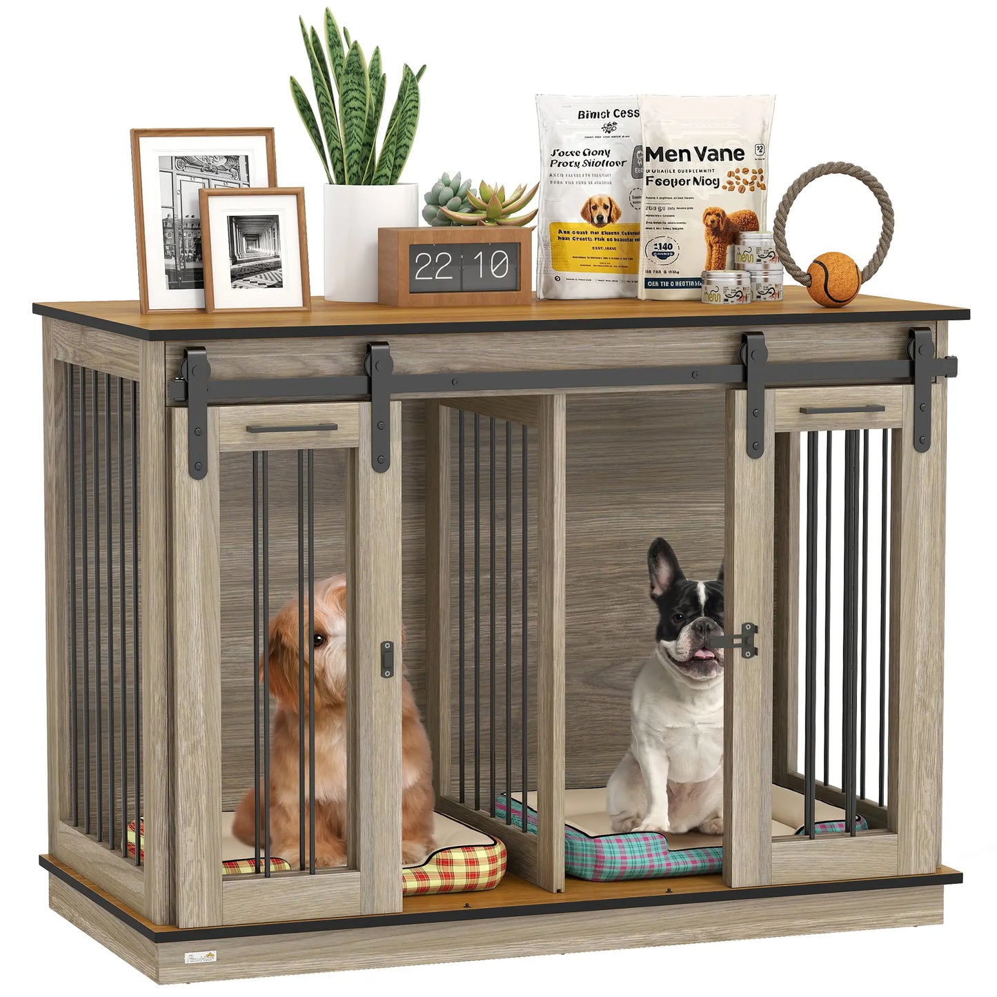 47in Wooden Dog Crate Furniture, Kennel TV Stand, Pet House Side Table, Oak Houses, Kennels & Pens Oak at Gallery Canada