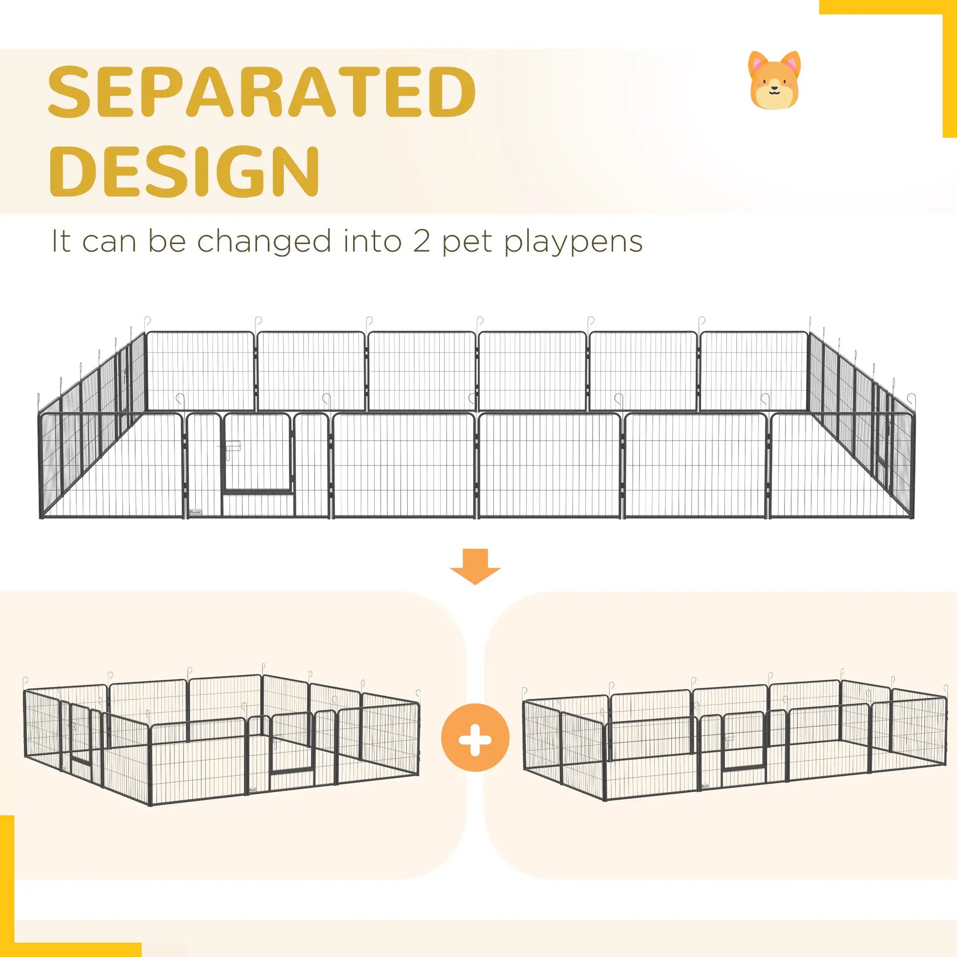24 Panel 24" Height Dog Playpen, Small Medium Dogs, Grey Houses, Kennels & Pens at Gallery Canada