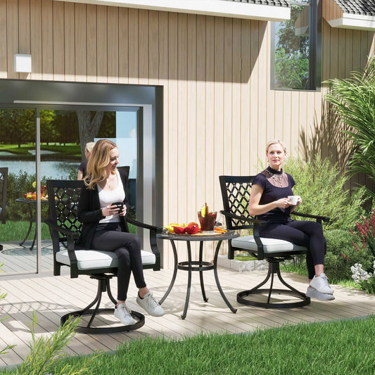 Metal Swivel Rocker Chairs Set of 2, with Cushion, Armrests, for Patio, Garden Bistro Sets Black, Grey at Gallery Canada