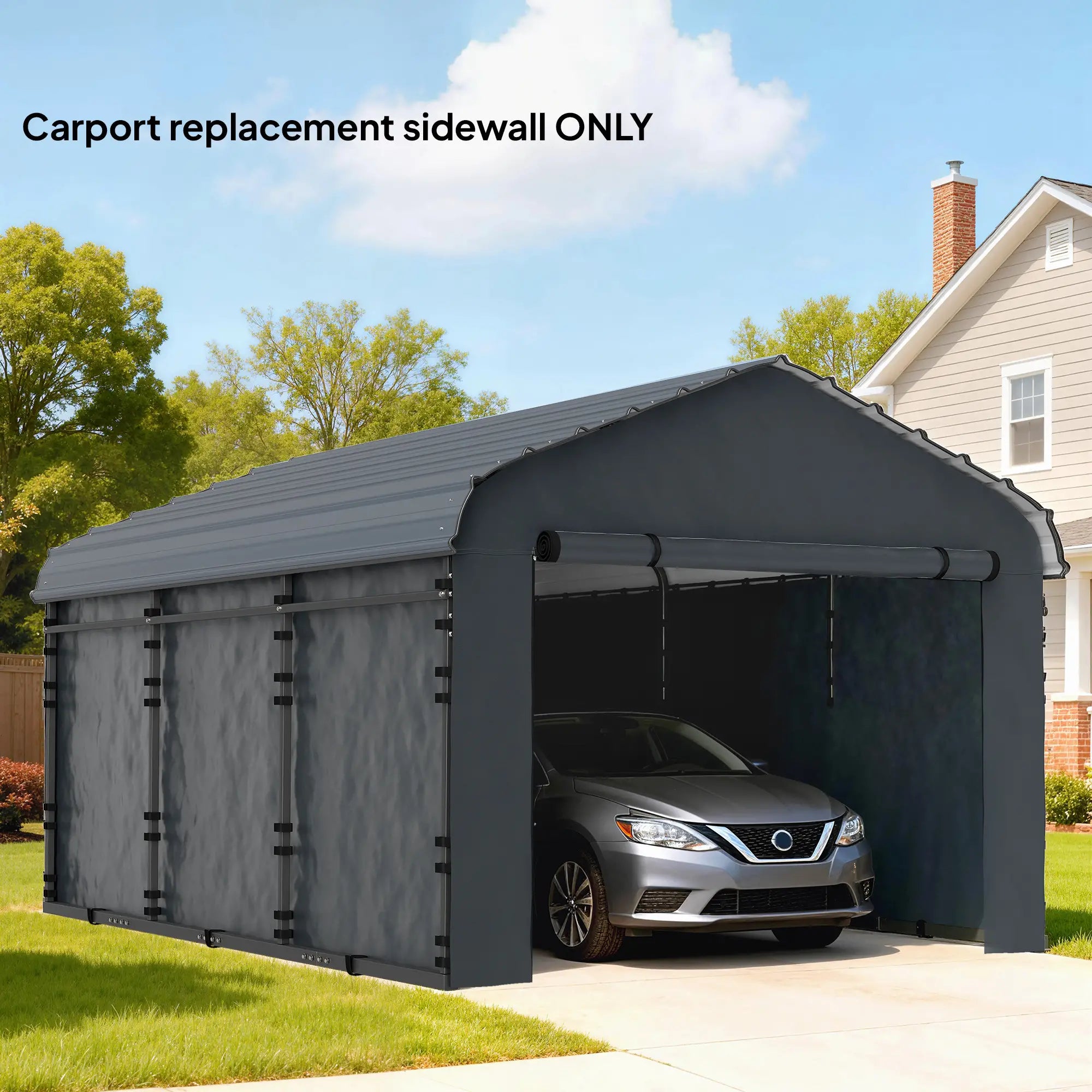 Replacement Canopy Cover Sidewalls, 12' x 20', UPF50+ Waterproof, Dark Grey Car Shelters at Gallery Canada