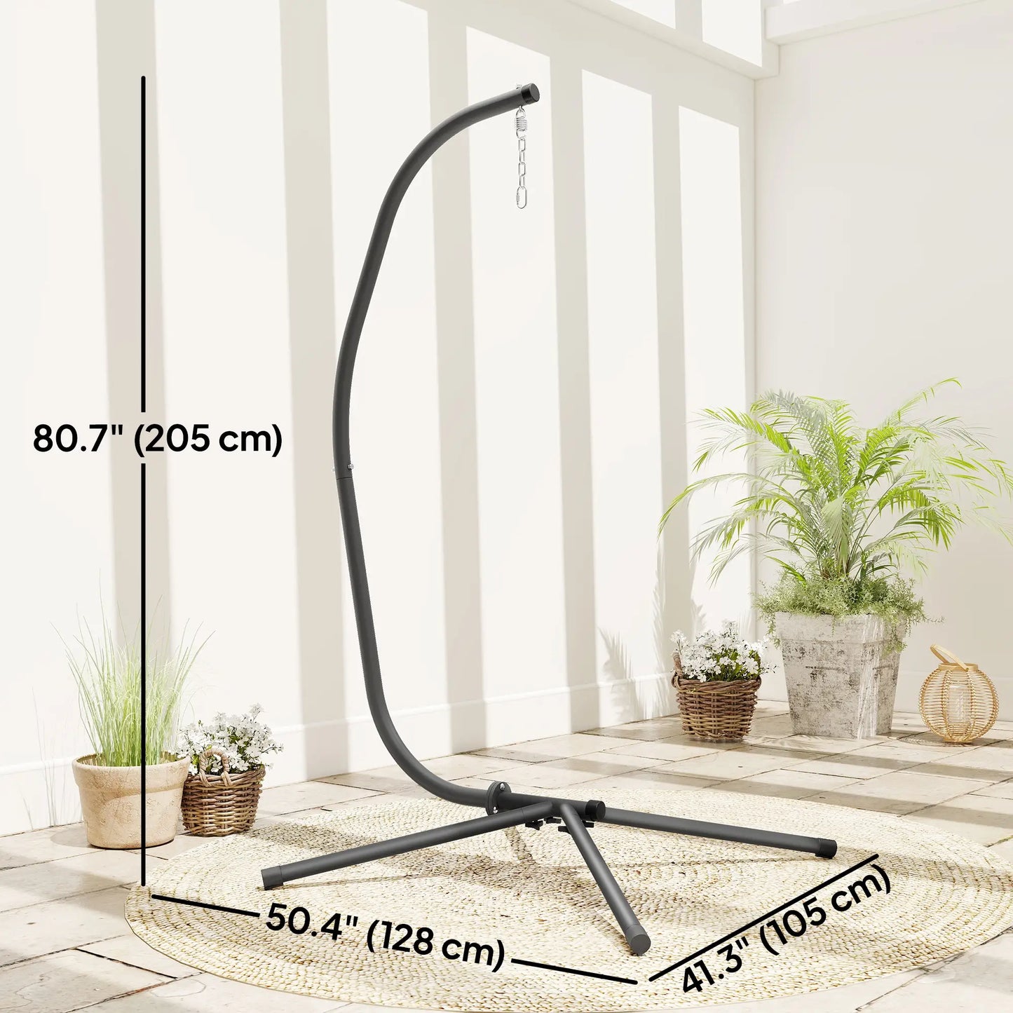 Heavy Duty Hanging Egg Chair Stand, 330lbs Weight, Black Hammock Stands at Gallery Canada