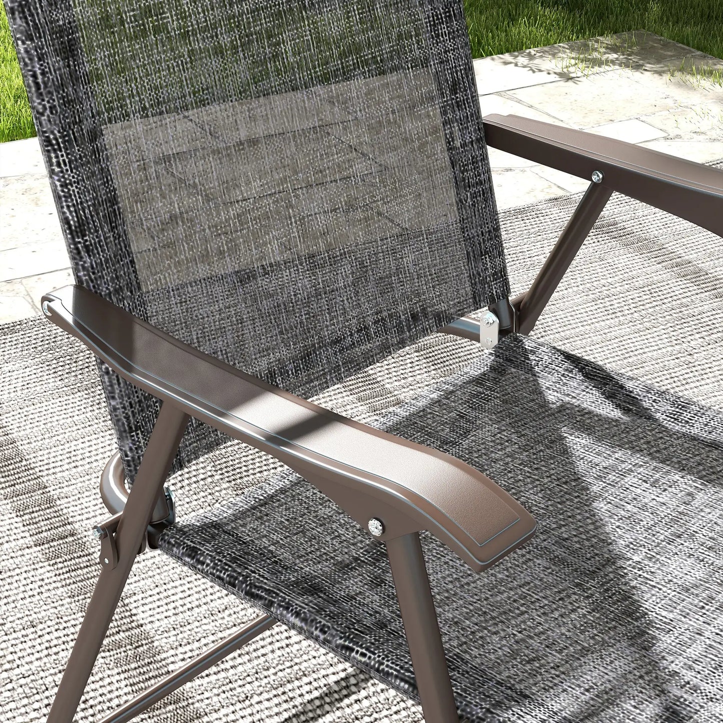 2 Folding Camping Chairs, Mesh Fabric Seat, Armrest, Lawn Sports Chairs Patio Chairs at Gallery Canada