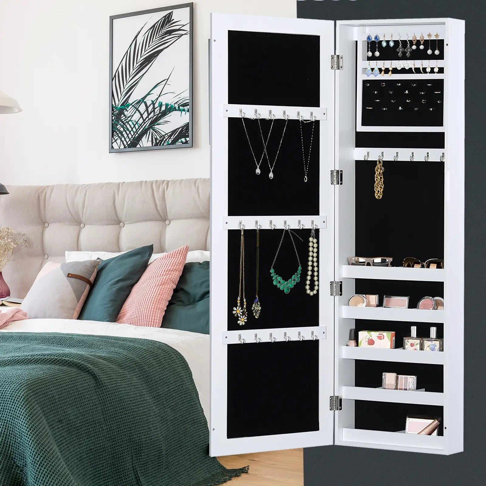 Mirror Jewellery Cabinet With Full Length Mirror, Wall Mounted Organizer, White Jewelry Armoire & Jewellery Mirror Cabinets at Gallery Canada