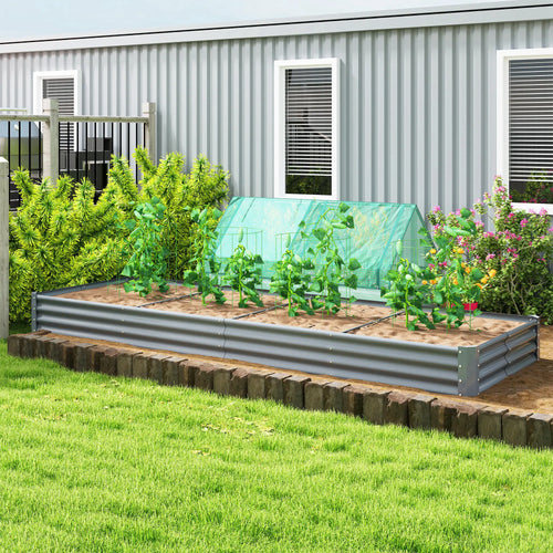 12 x 4 x 1ft Galvanized Raised Garden Bed, Outdoor Planter Box, Silver