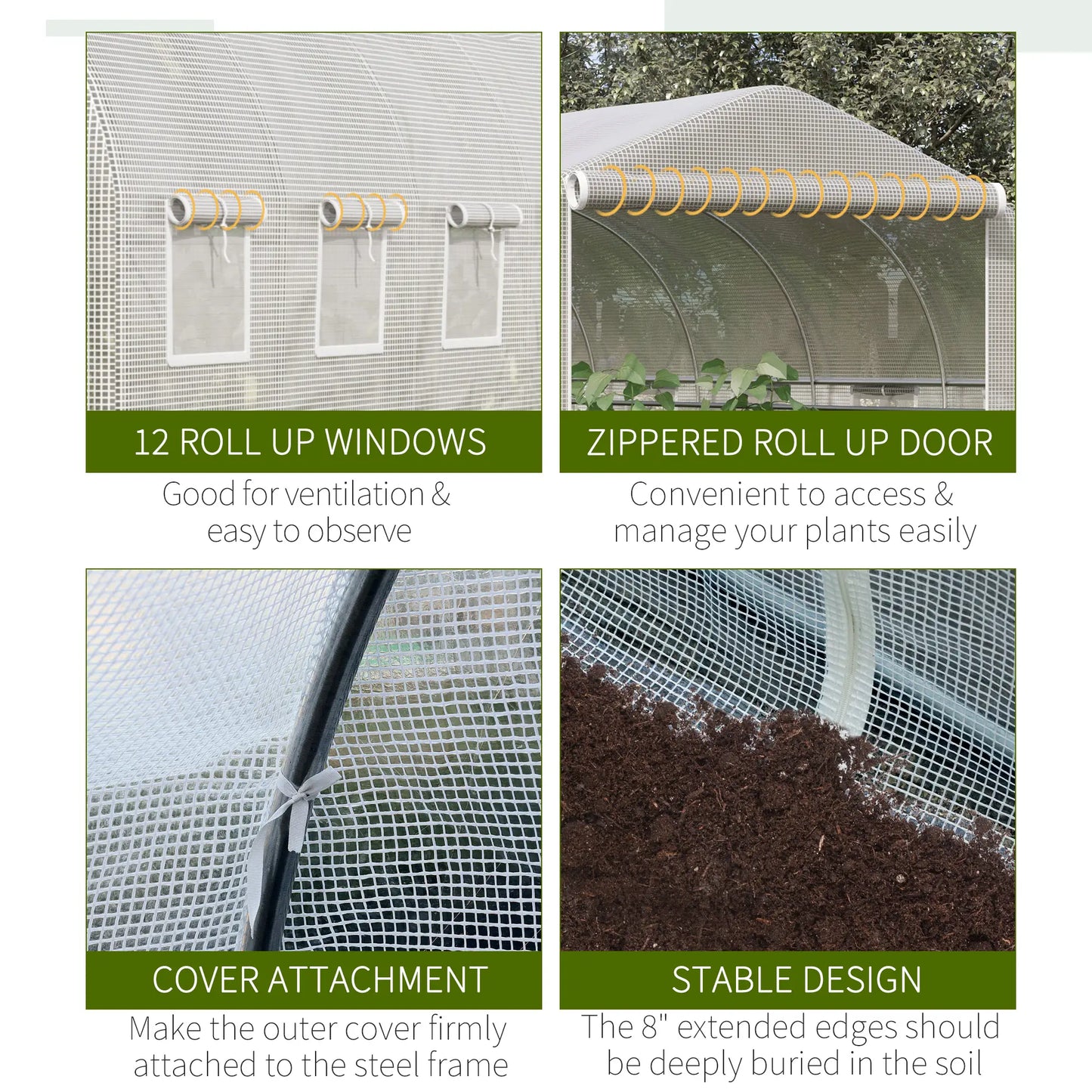 26'L x 10'W x 6.8'H Walk-In Greenhouse, Steel Frame, White Tunnel Greenhouses at Gallery Canada