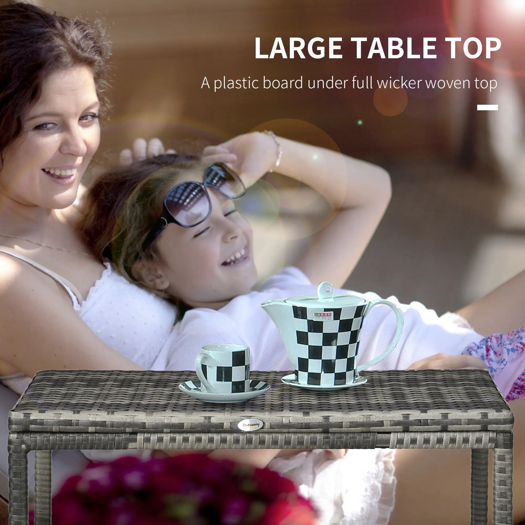 Patio Rattan End Table, Outdoor Side Table Mixed Grey, Grey Patio Side Tables at Gallery Canada