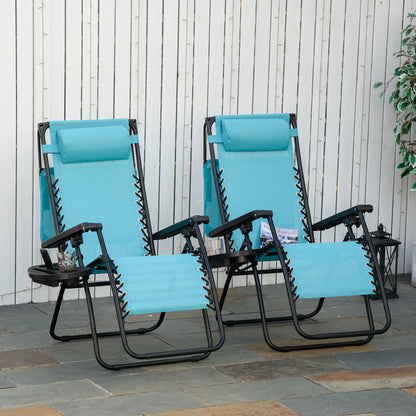 Foldable Lounge Chair with Canopy, Outdoor Zero Gravity Chair, Sky Blue Lounger Chairs at Gallery Canada