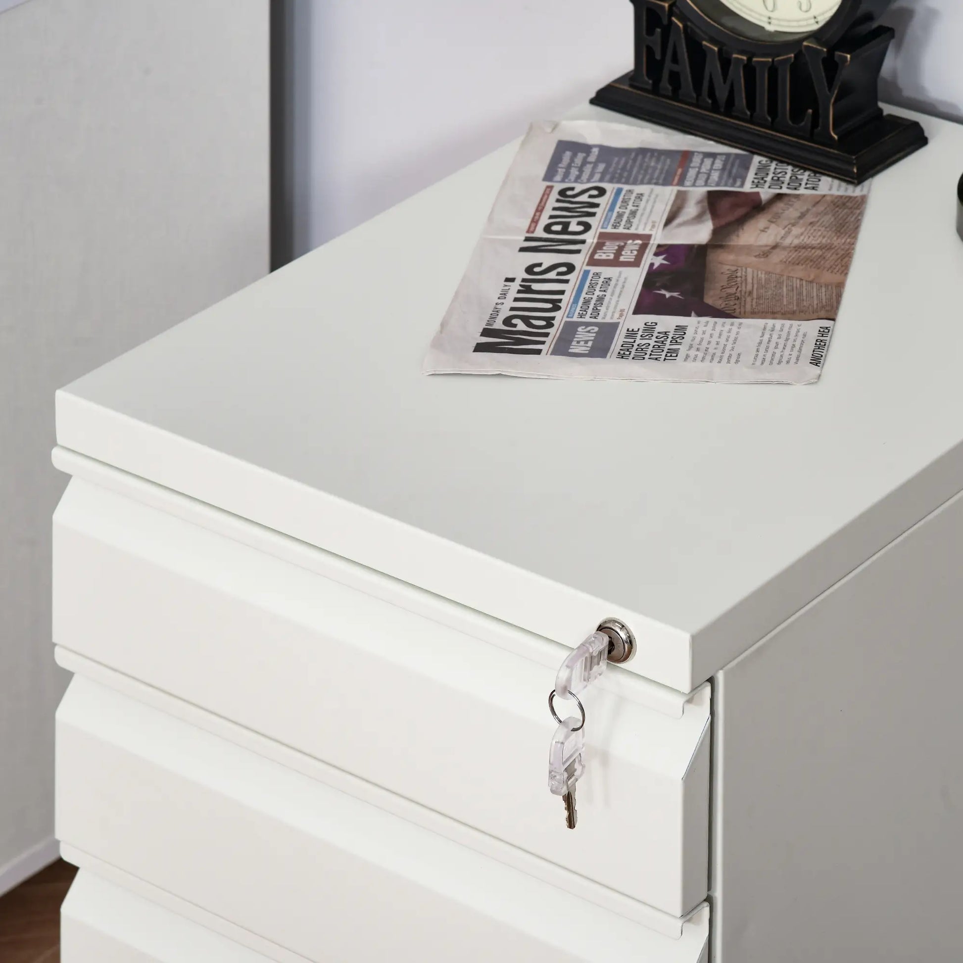 3 Drawer Lockable Filing Cabinet on Wheels, Legal Letter A4 Files, White Office Cabinets & Cupboards at Gallery Canada