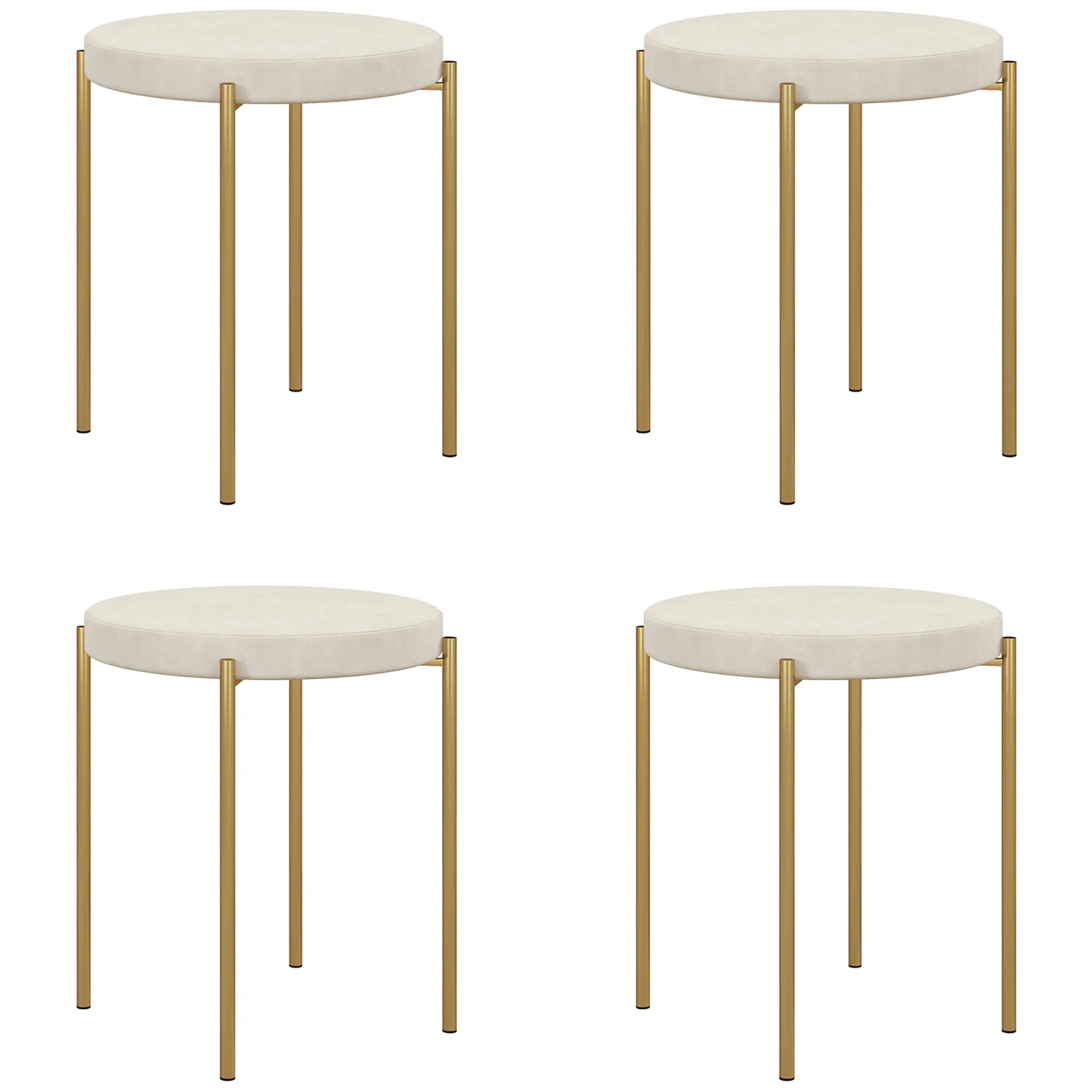 Round Backless Dining Chairs, Stacking Stools Set of 4, Cream White Dining Chairs Cream at Gallery Canada