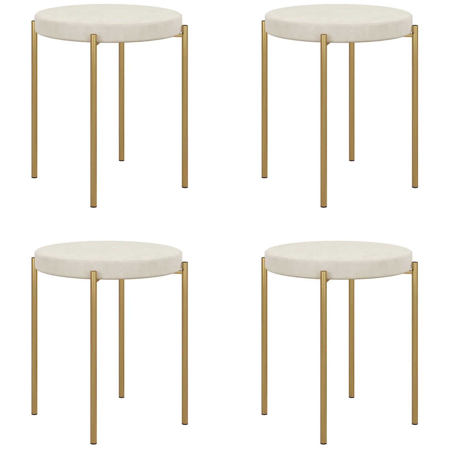 Round Backless Dining Chairs, Stacking Stools Set of 4, Cream White Dining Chairs Cream at Gallery Canada