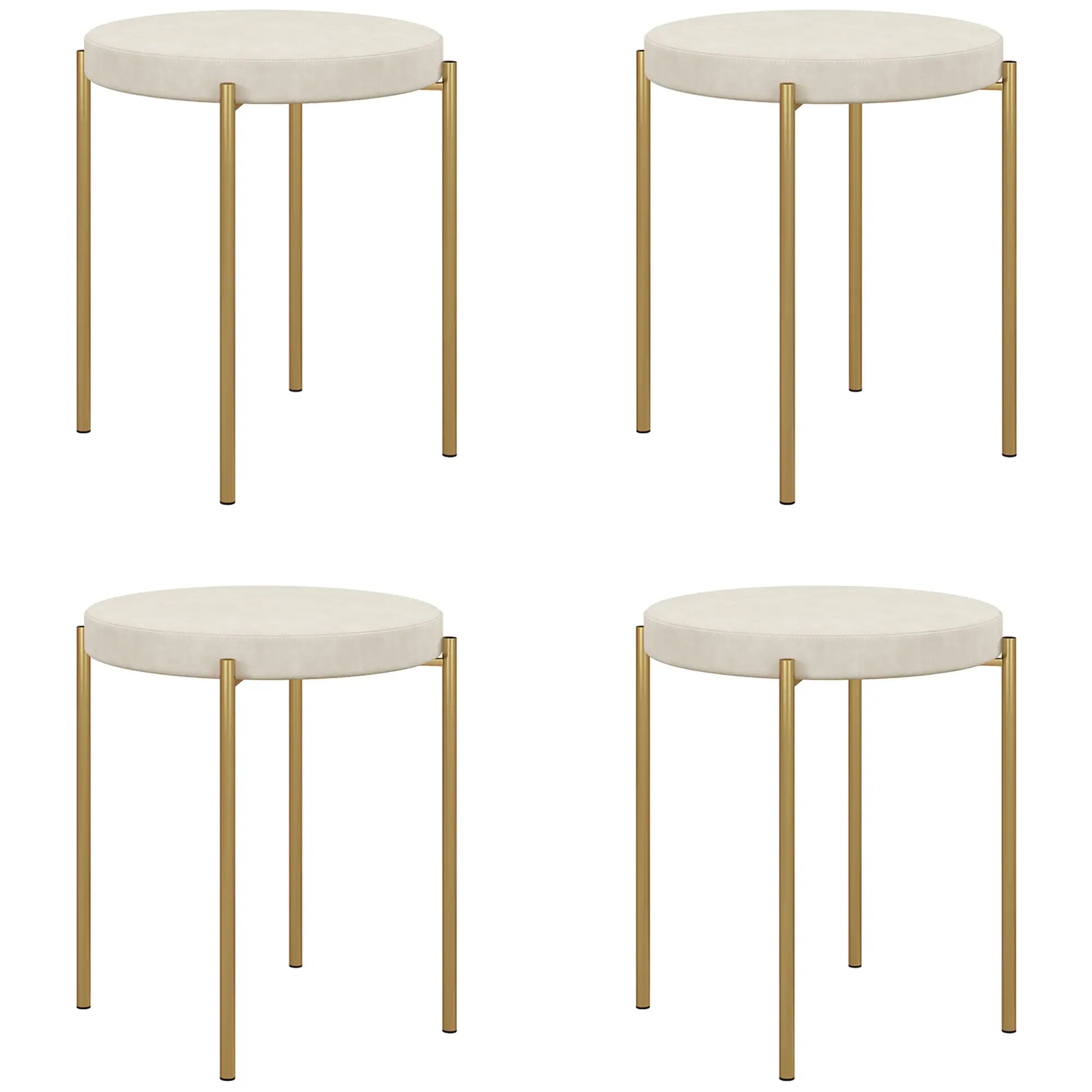 Round Backless Dining Chairs, Stacking Stools Set of 4, Cream White Dining Chairs Cream at Gallery Canada