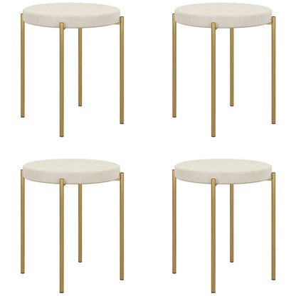 Round Backless Dining Chairs, Stacking Stools Set of 4, Cream White Dining Chairs Cream at Gallery Canada
