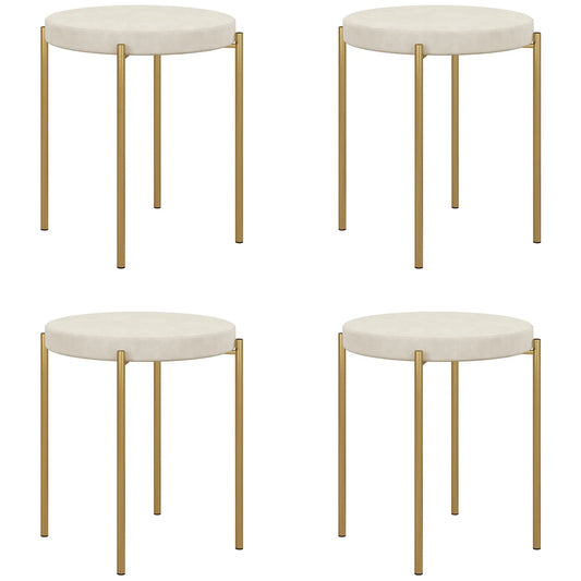Round Backless Dining Chairs, Stacking Stools Set of 4, Cream White Dining Chairs Cream at Gallery Canada