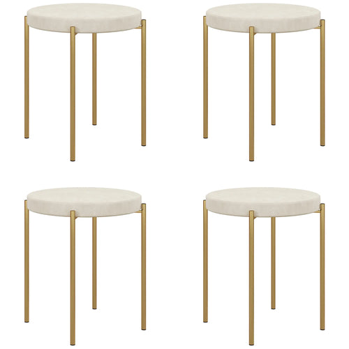 Round Backless Dining Chairs, Stacking Stools Set of 4, Cream White