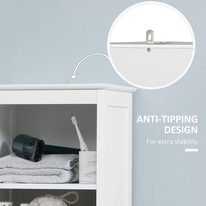 Tall Bathroom Storage Cabinet, 3-Tier Shelf with Door and Drawer, White Bathroom Cabinets at Gallery Canada