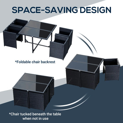 5-Piece Wicker Patio Dining Set, Removable Cushions, Glass Table, Cream Outdoor Dining Sets at Gallery Canada