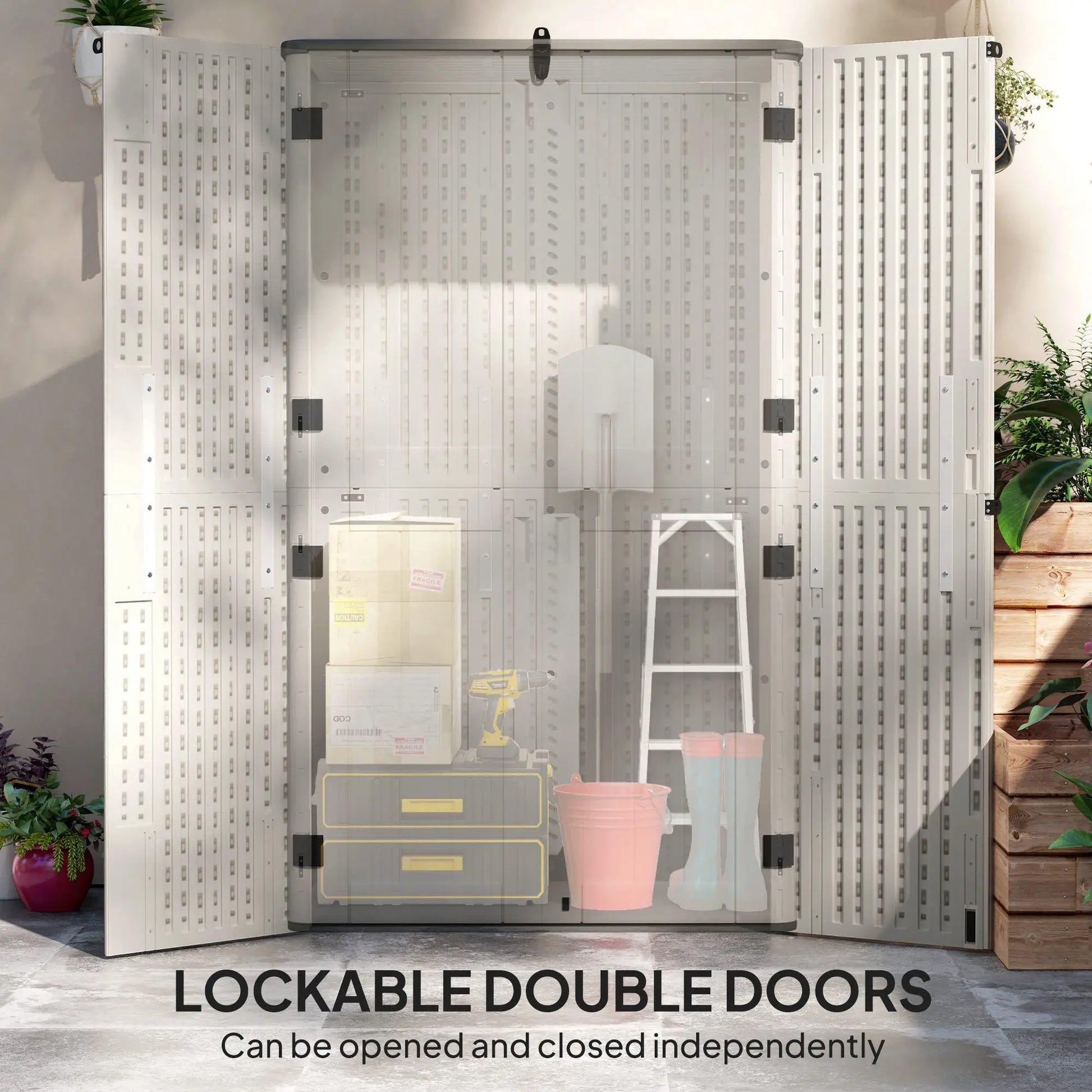 368 Gallon Outdoor Storage Cabinet, Openable Top, Lockable Doors Sheds at Gallery Canada