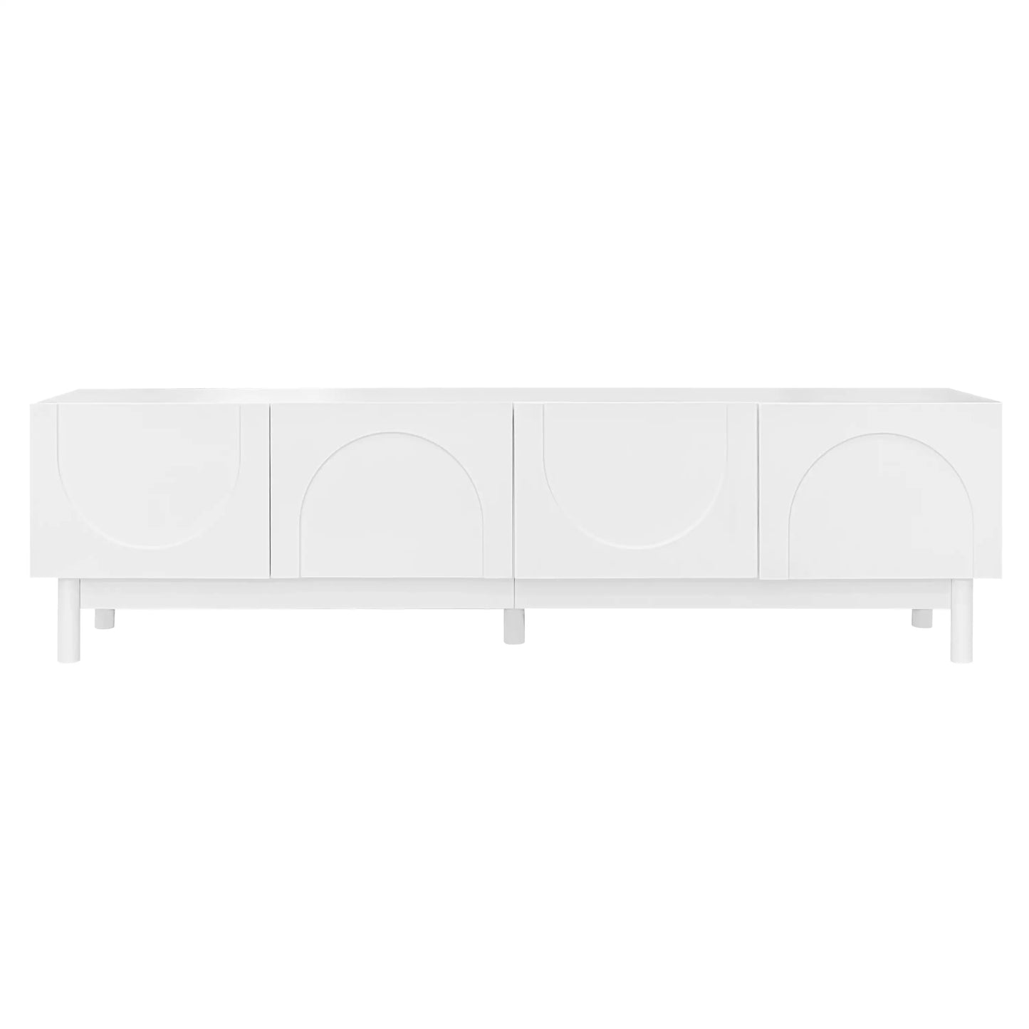 TV Stand, Wave Shaped Doors, Sturdy Legs, 66.5" L x 13.5" W x 18" H, White TV Stands White at Gallery Canada