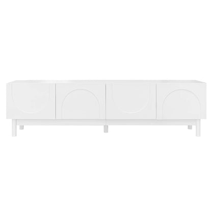 TV Stand, Wave Shaped Doors, Sturdy Legs, 66.5" L x 13.5" W x 18" H, White TV Stands White at Gallery Canada