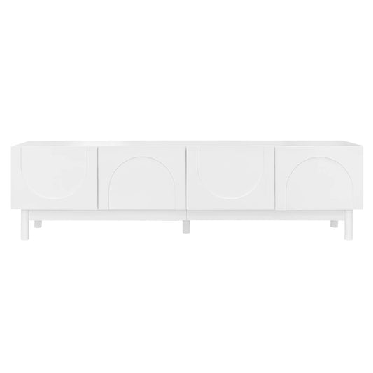TV Stand, Wave Shaped Doors, Sturdy Legs, 66.5" L x 13.5" W x 18" H, White TV Stands White at Gallery Canada