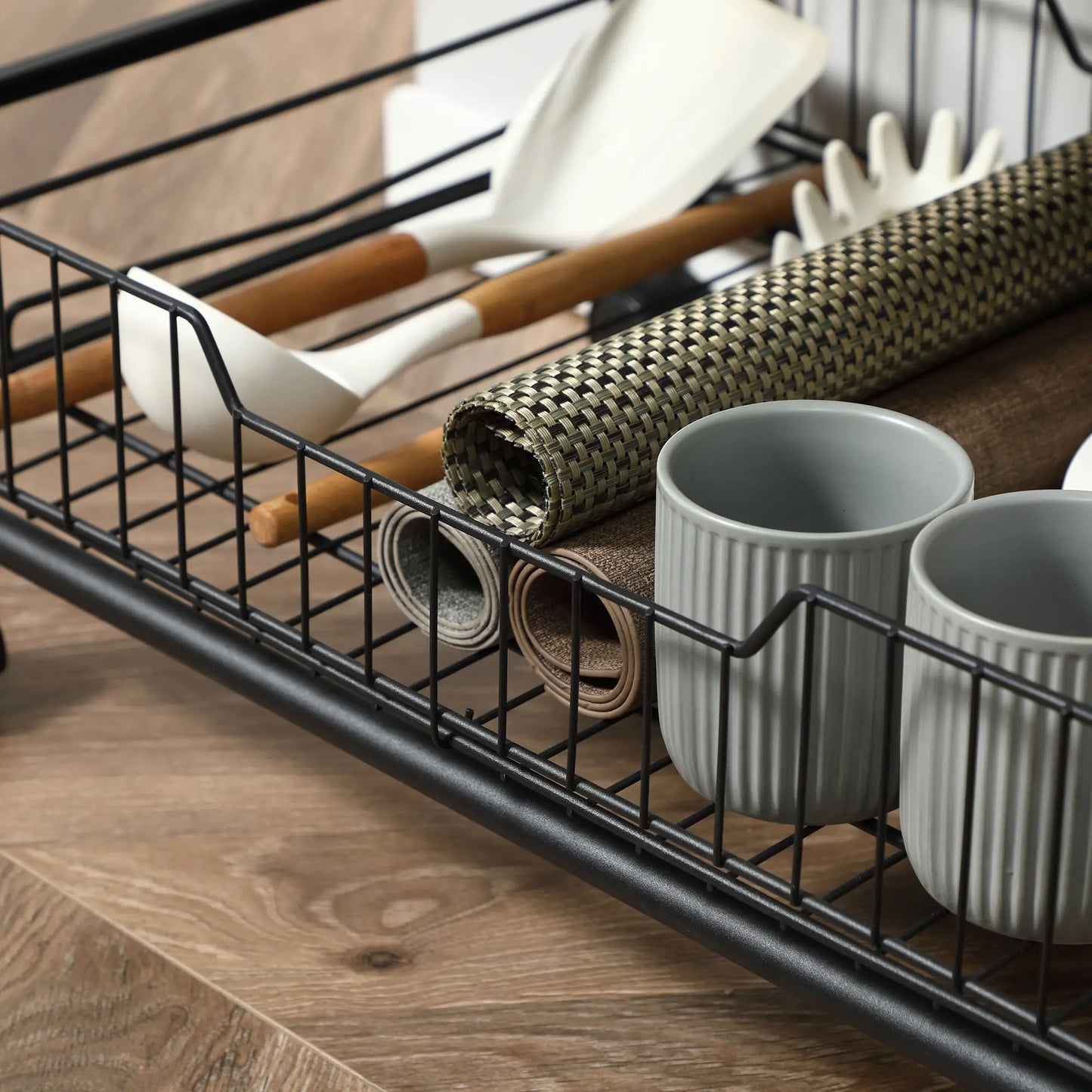 3-Tier Rolling Kitchen Cart, 2 Basket Drawers, Lockable Casters Kitchen Islands & Kitchen Carts at Gallery Canada