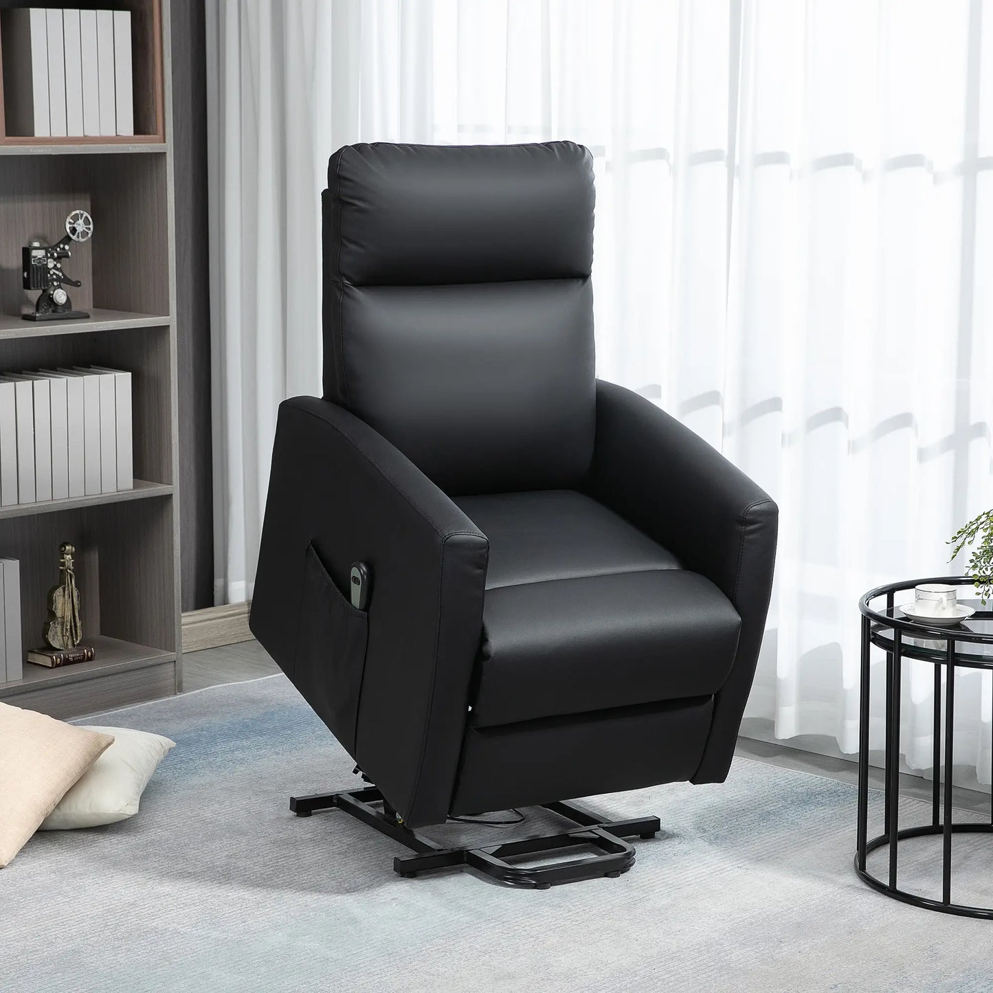 Power Lift Recliner Chair, Remote Control, Side Pocket, Black Electric Power Lift Chairs at Gallery Canada