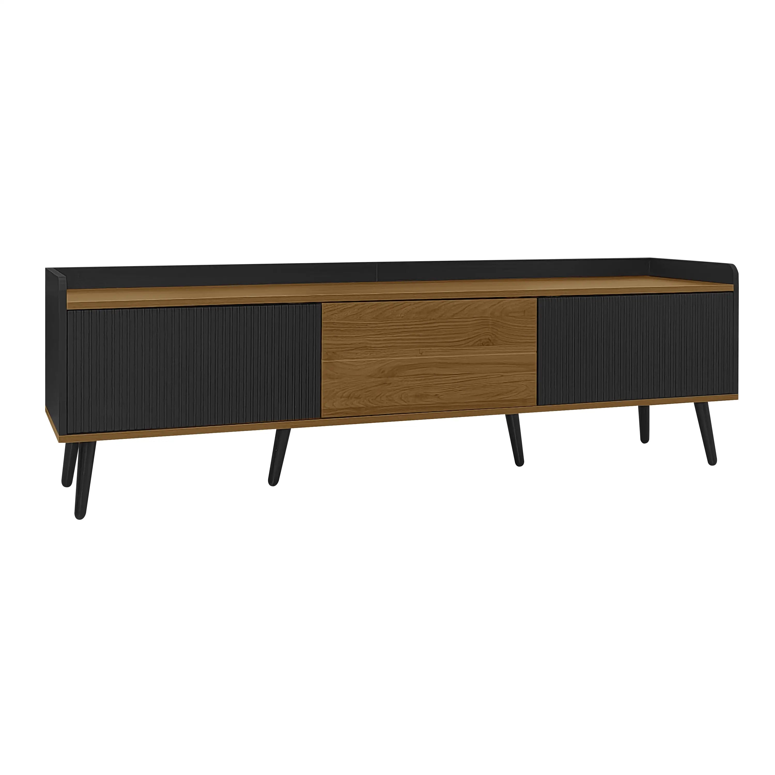 Three Door Stand, Raised Edge, Sturdy Wooden Legs, 63