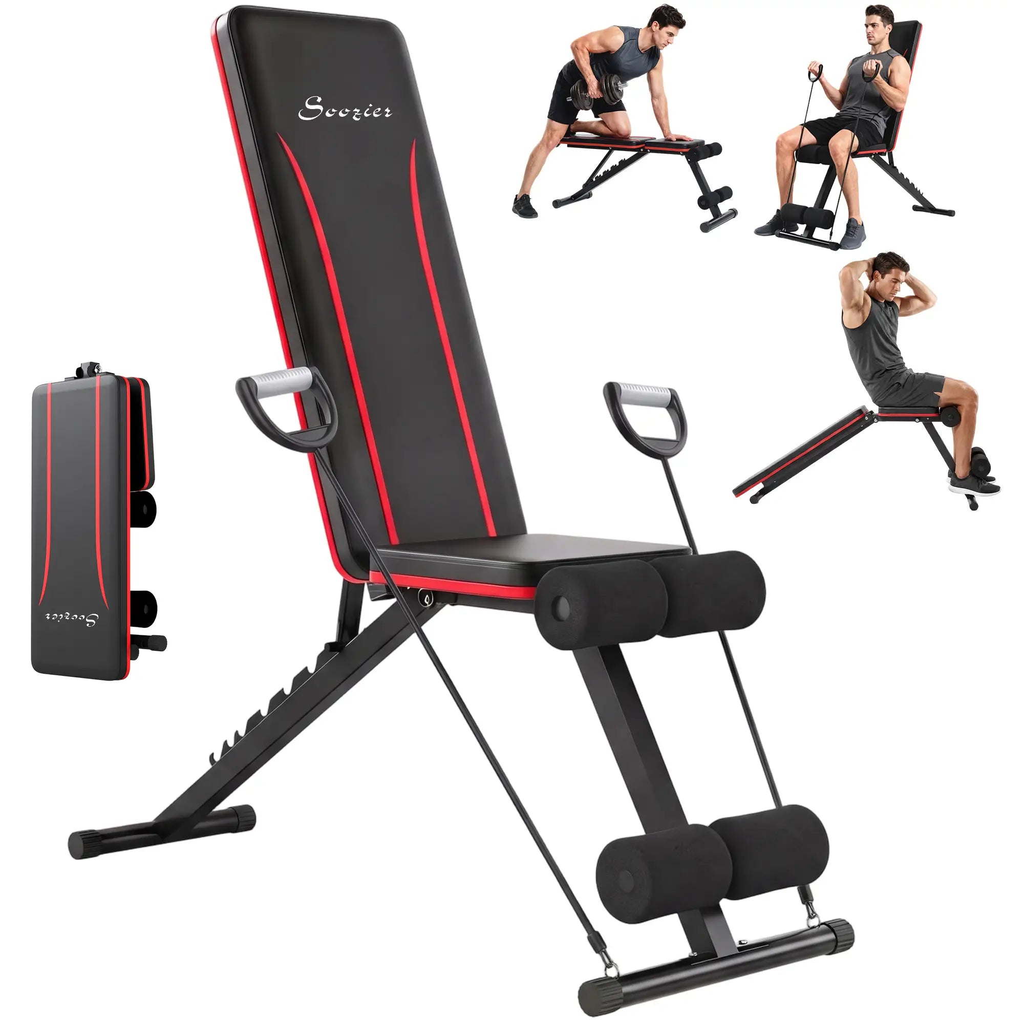 Folding Weight Bench, 7-Position Adjustable Incline Decline Weight Benches Black at Gallery Canada
