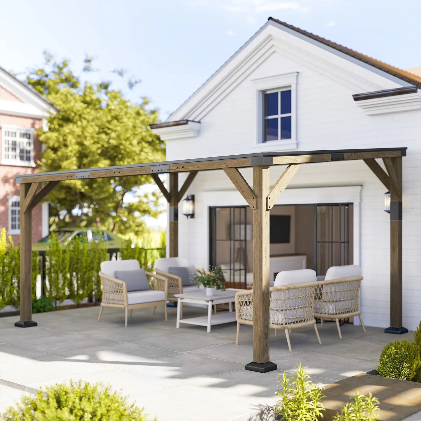 14' x 10' Galvanized Steel Hardtop Gazebo, Dark Grey Pergolas at Gallery Canada