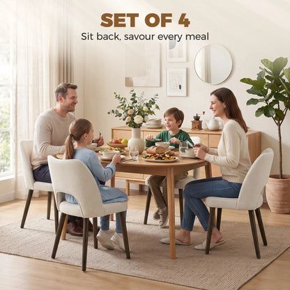 Upholstered Dining Chairs Set, Cream White