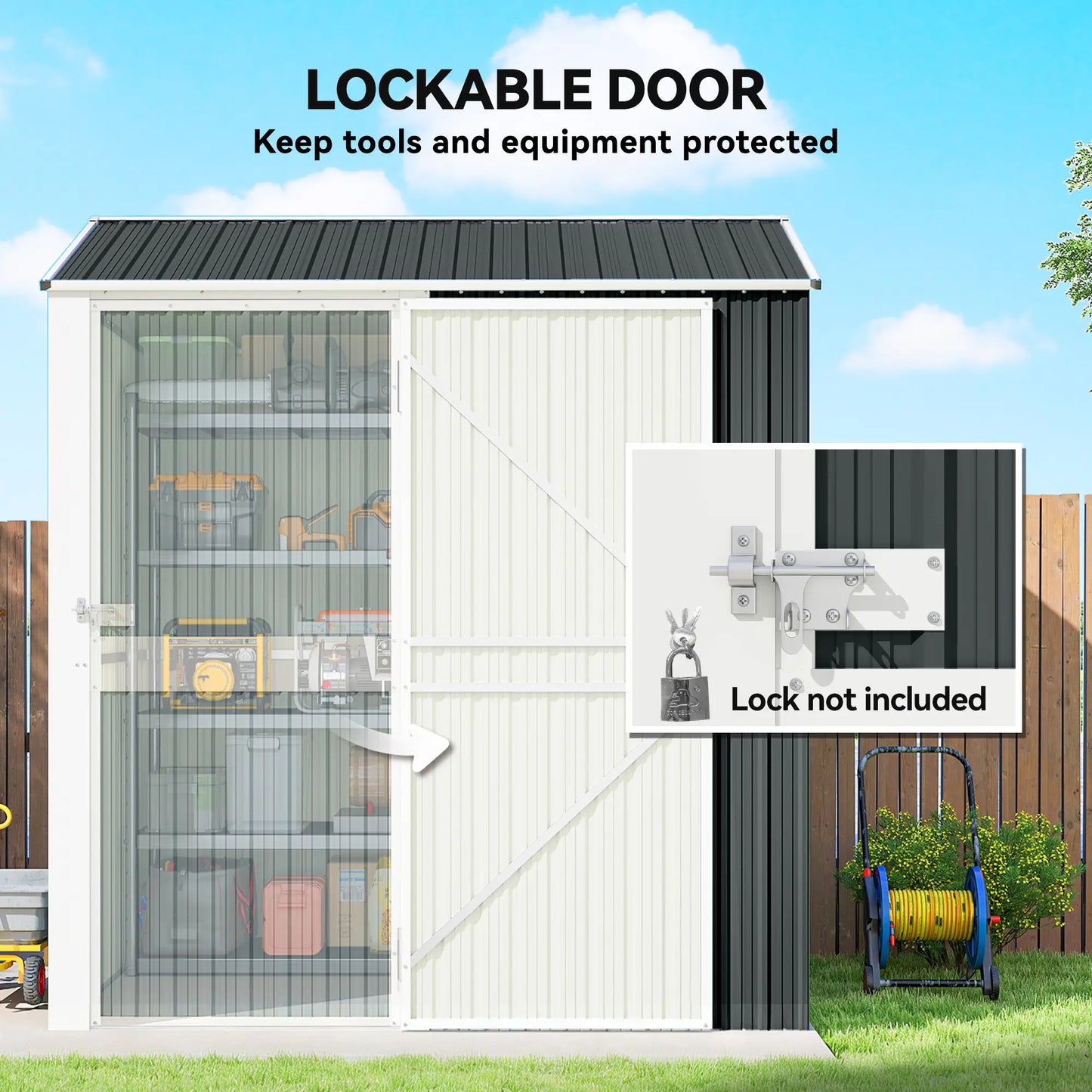 7' x 6' Tall Outdoor Storage Shed, Waterproof Metal Garden Shed, Dark Grey Sheds at Gallery Canada