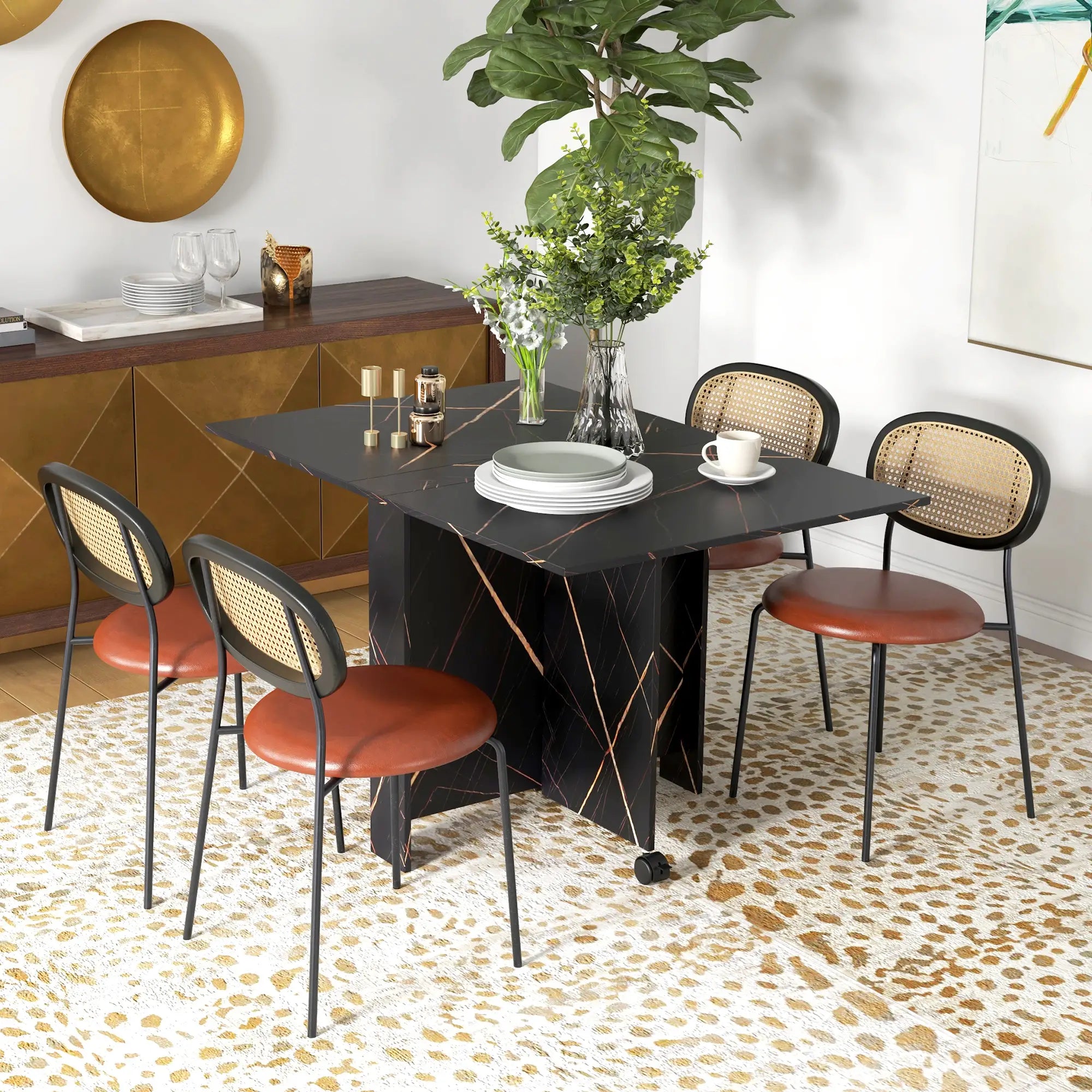 Foldable Drop Leaf Dining Table, 2 Wheels, Kitchen Desk Bar Tables & Dining Tables at Gallery Canada