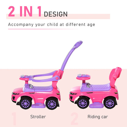 2 in 1 Kid Ride on Car, Push Stroller, 1-3 Years, Pink Push Cars for Toddlers at Gallery Canada