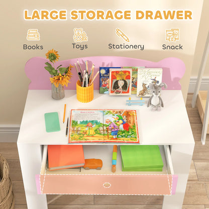 Kids Desk and Chair Set, Bear Theme, for Bedroom, Pink Kids Desk Sets at Gallery Canada
