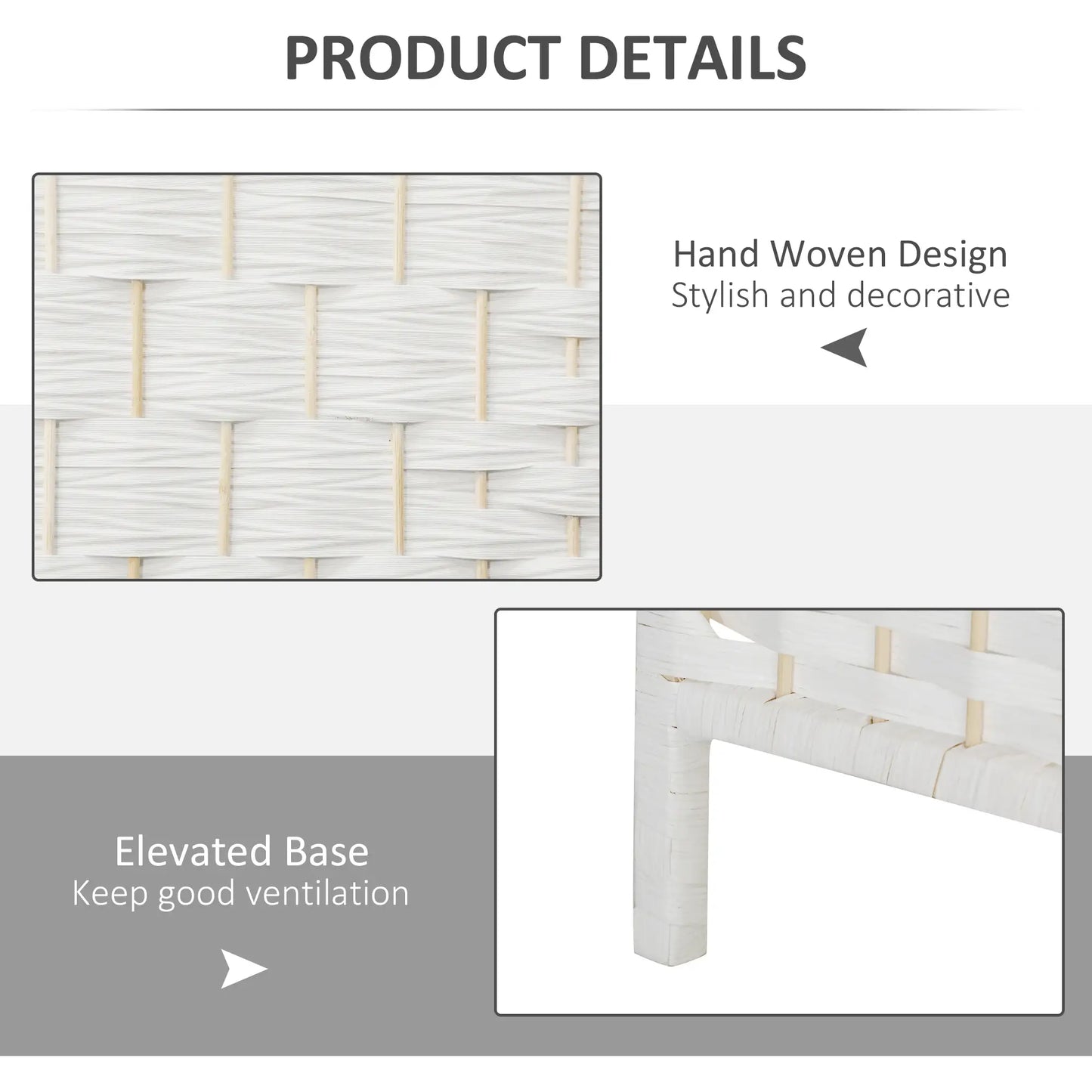 6ft 4-Panel Folding Room Divider, Wooden Frame, White Room Dividers at Gallery Canada