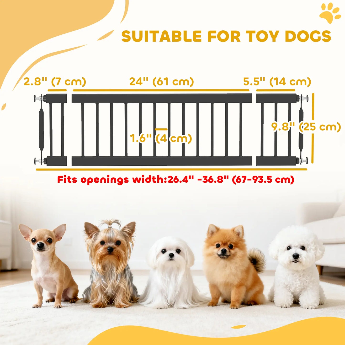 26"-37" Dog Gate, Adjustable Pet Gate, Pressure Mount Kit, Black Pet Gates at Gallery Canada