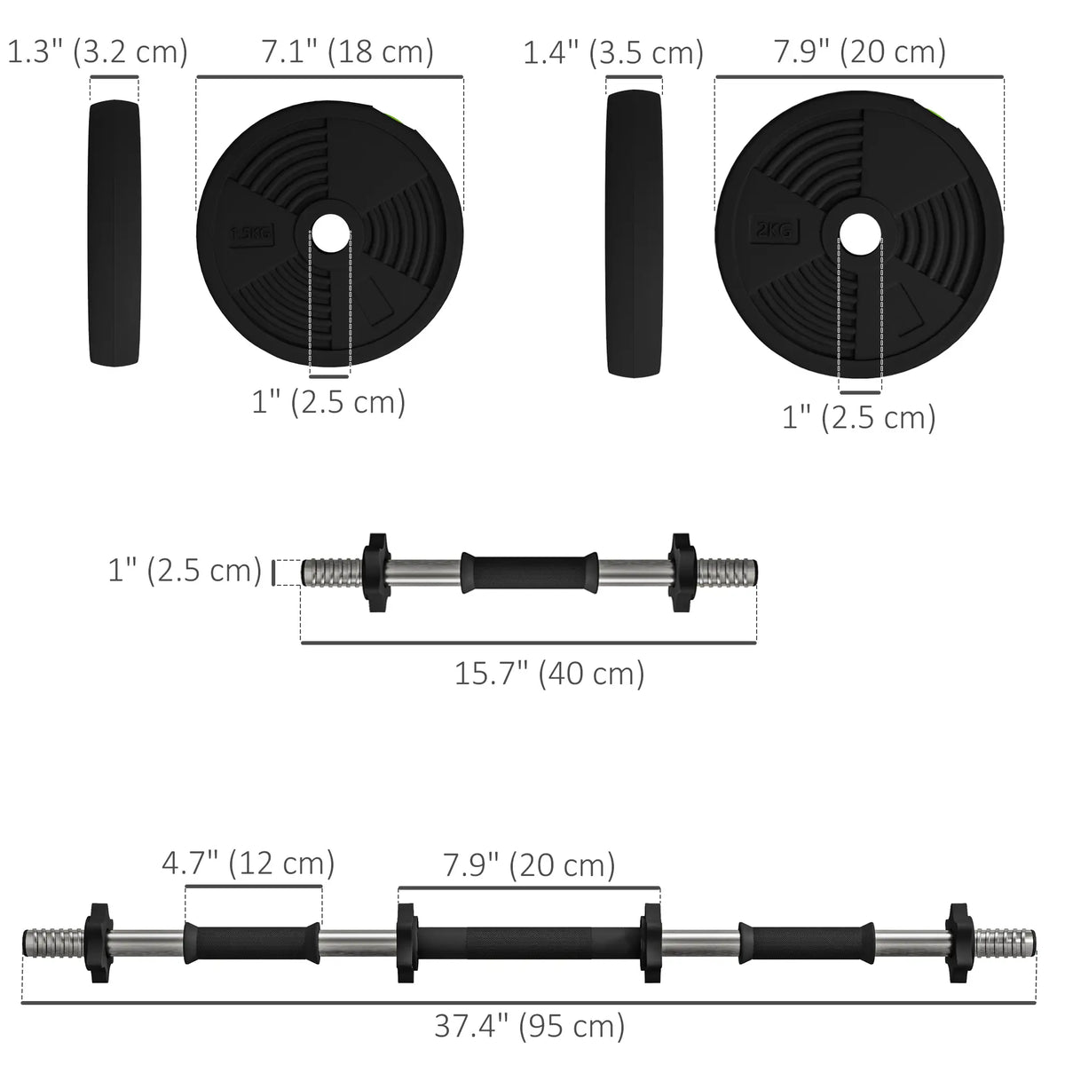 33LBS Adjustable Barbell Dumbbells Set, Non-Slip Handles, Home Gym Dumbbells & Barbells at Gallery Canada