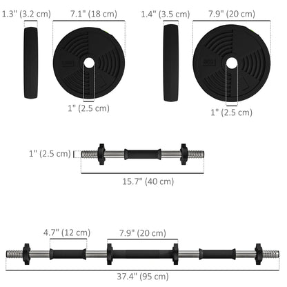 33LBS Adjustable Barbell Dumbbells Set, Non-Slip Handles, Home Gym Dumbbells & Barbells at Gallery Canada