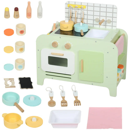 Kids Kitchen Playset, 15 Accessories, Microwave, Cabinets, Ages 3+, Green Play Kitchen at Gallery Canada