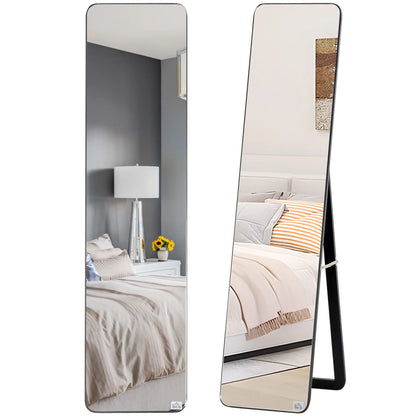 Full Length Mirror, Free Standing, Wood Frame, 15" x 61", Black Full Length Mirrors Black at Gallery Canada