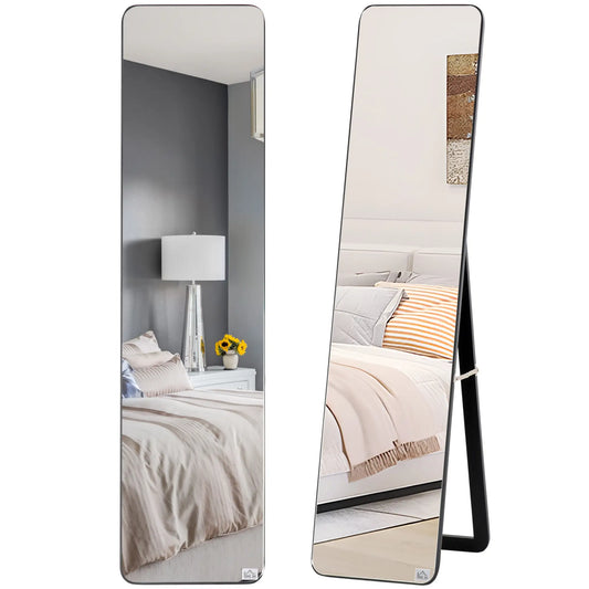 Full Length Mirror, Free Standing, Wood Frame, 15" x 61", Black Full Length Mirrors Black at Gallery Canada
